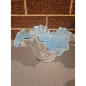 Vintage‎ Fenton Blue Cased Hobnail Bowl/Candy Dish